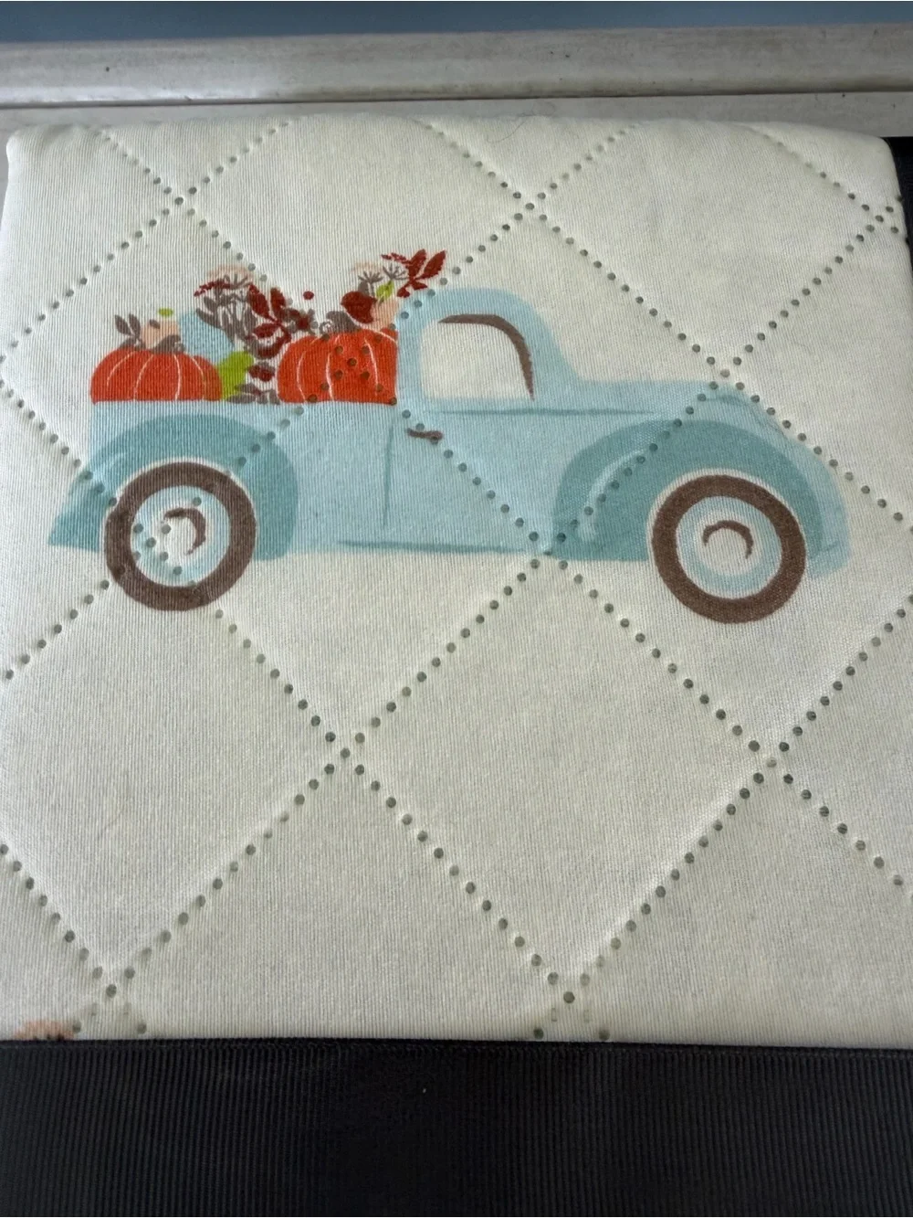 MARTHA STEWART HOME FALL QUILT W/PILLOW SHAMS FULL/QUEEN BED TRUCKS PUMPKINS NEW